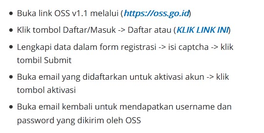 Cara Registrasi Daftar Akun OSS Online